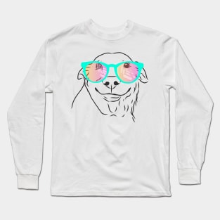 happy smiling dog with rainbow glasses Long Sleeve T-Shirt